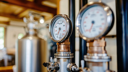 Control systems and gauges inside a small hydroelectric power houseの素材