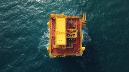 Offshore wind energy platform viewed from aerial perspectiveの素材