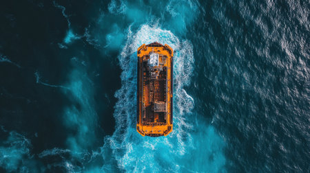 Offshore wind energy platform viewed from aerial perspectiveの素材