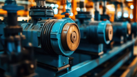 High-efficiency electrical motor connected to a testing rig in a lab settingの素材