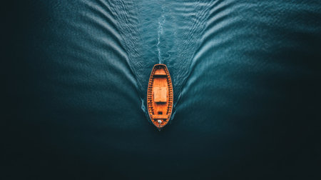 Aerial view of a yacht sailing alone in the middle of turquoise tropical watersの素材