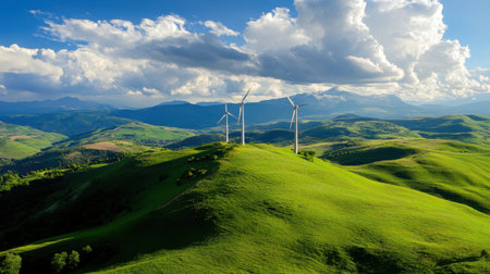 High-efficiency industrial turbines being monitored by smart technologyの素材