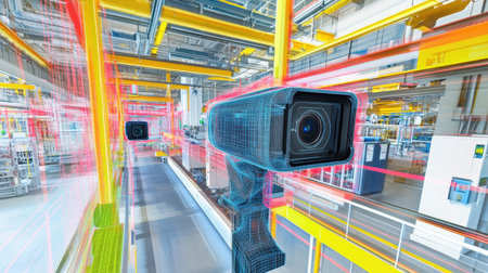 Smart cameras performing automated quality checks in an industrial lineの素材