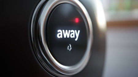 Thermostat panel showing away mode with energy-saving temperature settings activatedの素材