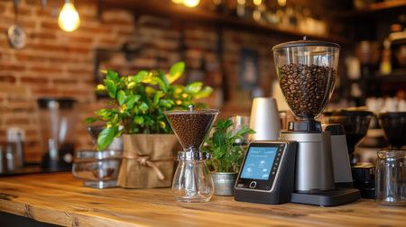 Advanced coffee grinder with programmable settings and touchscreen controlの素材