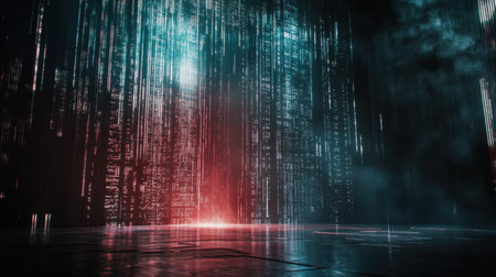 Digital transformation theme with analog-to-digital progress visuals in a symbolic setupの素材