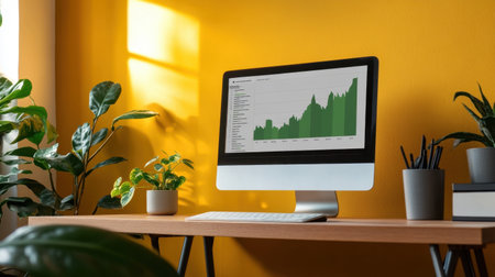Floating digital dashboard UI showing campaign heatmaps and AB testing stats in a modern layoutの素材