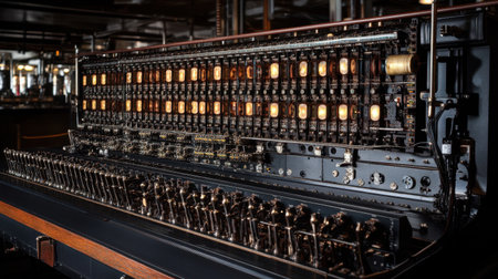 Legacy computer system morphing into AI-driven machine with neural networks and data visualizationの素材