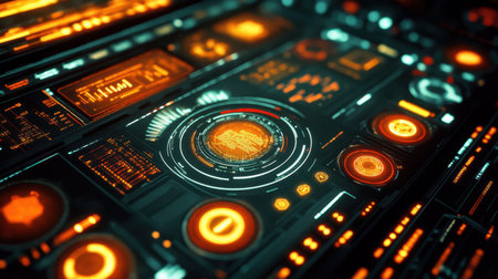 Tablet displaying layers of digital ecosystems, from code to analytics, in high-tech styleの素材