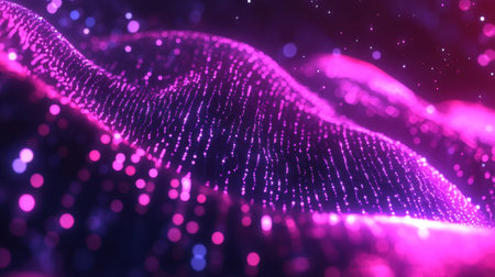 Digital data flow background with glowing binary code and motion blurの素材