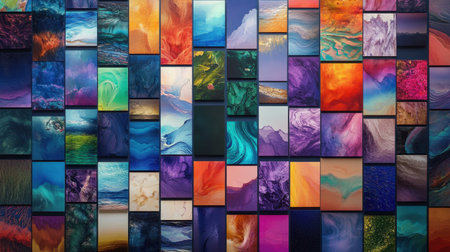 Colorful branding board mockup with logos, color palettes, and typography samplesの素材