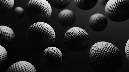 Background featuring abstract D spheres floating in space with depthの素材