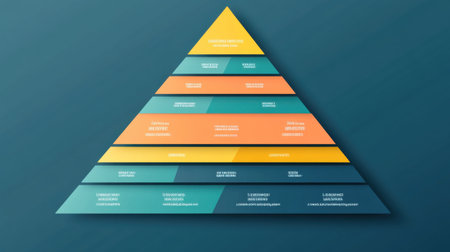 Pyramid-style infographic template with sections in different shades and editable labelsの素材