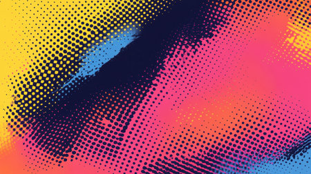 Halftone dots forming a retro-style background in vibrant colors and vintage layoutの素材