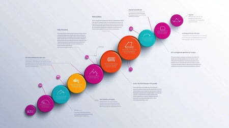 Vertical infographic layout with  steps and bold color palette on transparent backgroundの素材