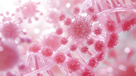 D biotech data flow showcasing genome editing layers and automated sequencing interfacesの素材