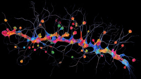 Abstract visualization of interconnected neurons representing AI or brain-computer interfaceの素材