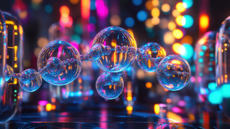 Biotech innovation lab featuring AR holograms of proteins, enzymes, and molecular bonding processesの素材