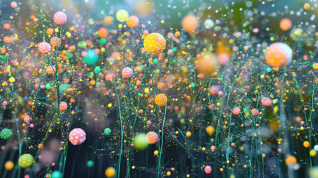 Artistic visualization of synthetic DNA design in a sterile digital environmentの素材