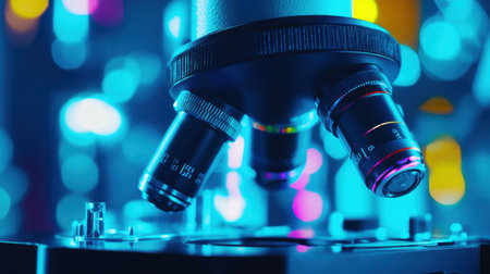 Dual eyepiece microscope with bright field illumination system and mounted cameraの素材