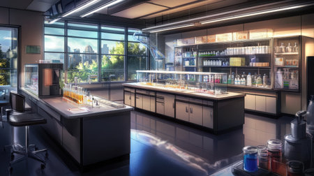 Professional science environment showcasing labeled experiments and documentation systemsの素材