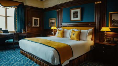 Elegant art deco suite with bold colors, geometric patterns, and vintage charmの素材