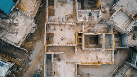 Advanced drone capturing aerial images of a large-scale construction project for progress trackingの素材
