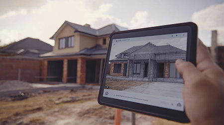 Interactive D house visualization on augmented reality tablet at print siteの素材