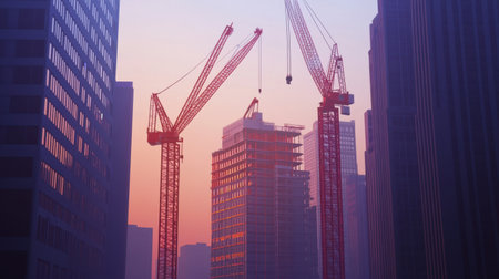 Animation-ready D model of commercial tower under development with detailed terrainの素材