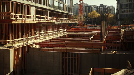 Building materials embedded with RFID tags tracked by handheld scanners on construction siteの素材