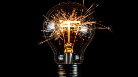 AI core generating new ideas with abstract sparks of inspiration and codeの素材