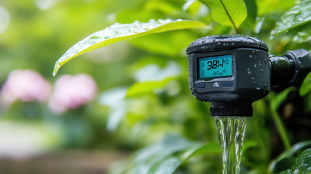 Rainwater harvesting system connected to digital meter in green buildingの素材