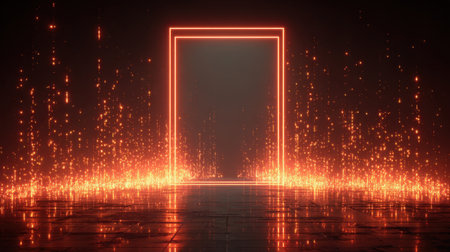 This captivating image depicts a glowing portal surrounded by shimmering sparks, creating an enchanting atmosphere perfect for fantasy and sci-fi concepts.の素材