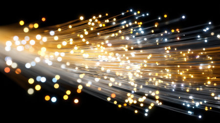 This mesmerizing image showcases colorful light trails combined with glittering particles in a dark setting, creating a mystical and vibrant atmosphere.の素材