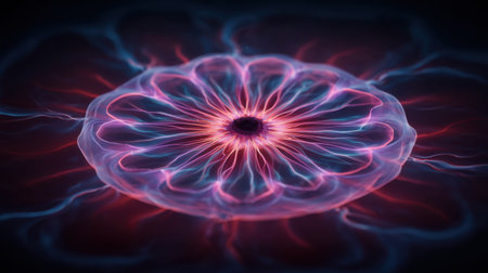 This stunning abstract image showcases a vibrant energy design, featuring flowing light patterns in a kaleidoscope of colors against a dark background, symbolizing motion and dynamic vitality.の素材