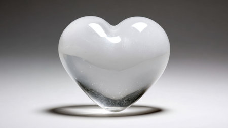 This stunning transparent heart-shaped glass sculpture beautifully reflects light and creates captivating shadows, perfect for modern decor and artistic expressions.の素材