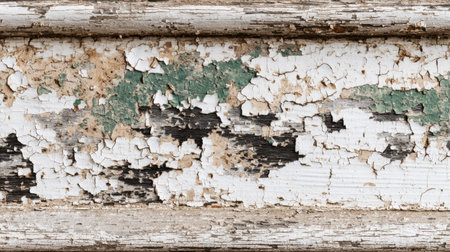 Explore the intricate details of a weathered wooden surface showcasing peeling paint and vibrant colors. This image highlights textures ideal for design projects and renovations.の素材