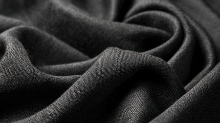 This image features a detailed close-up of soft, textured black fabric, ideal for showcasing fashion or interior design elements in creative projects.の素材