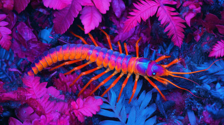 This stunning underwater image showcases a colorful marine creature surrounded by vibrant plants, capturing the beauty of ocean biodiversity and artistry in nature.の素材