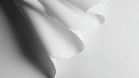 A graceful portrayal of curled white paper showcasing soft folds and gentle shadows, ideal for adding a minimalist touch to creative projects and compositions.の素材