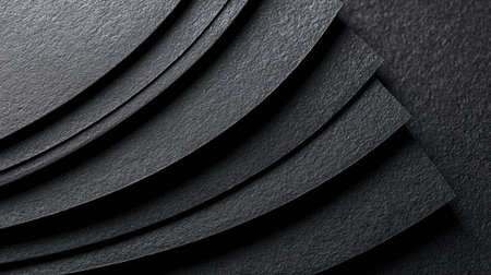 Intricate layers of black paper create a dramatic visual effect, perfect for various design projects, providing a unique and elegant backdrop for creative endeavors.の素材