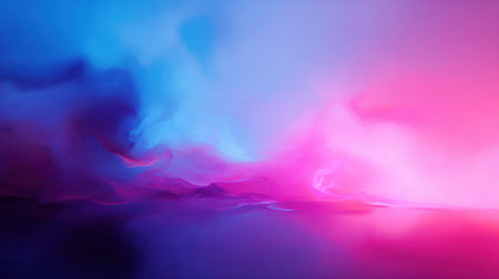 Immerse in an abstract landscape where vibrant shades of blue, purple, and pink swirl together, creating a serene and visually stunning atmosphere.の素材