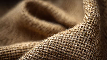 A close-up image of a textured natural fabric in warm brown tones, ideal for design projects, textiles, and showcasing artisanal craftsmanship and organic aesthetics.の素材