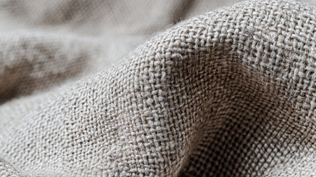 Close-up view of a soft, textured fabric showcasing its natural weave and neutral color. Perfect for use in design, fashion, and textile applications to convey warmth and comfort.の素材
