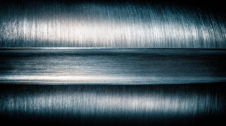Captivating close-up of a shiny metal surface showcasing abstract textures and reflections, perfect for enhancing industrial or artistic projects and backgrounds.の素材