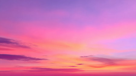 A breathtaking sunset sky displaying vibrant hues of pink, purple, and orange, creating a serene atmosphere perfect for relaxation and artistic inspiration.の素材
