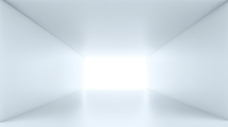 This image features a bright, minimalist interior space with soft light and clean lines that evoke a sense of calm and modern elegance, perfect for creative designs.の素材