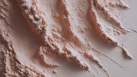 Close-up view of fine pink powder with a soft, textured surface, ideal for culinary or cosmetic uses. An artistic representation of natural materials.の素材