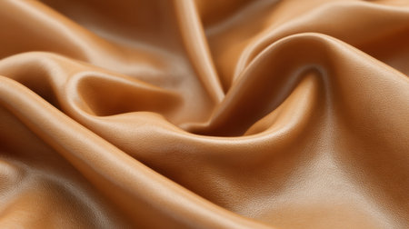 This image showcases a smooth and soft brown leather texture, draping elegantly. The natural light emphasizes its rich color and luxurious feel, perfect for design projects.の素材