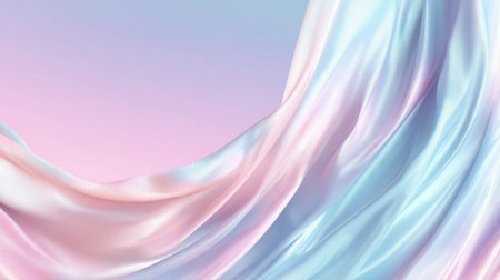 This image features soft pastel silk fabric with flowing gradients. The smooth drapery creates an elegant aesthetic, ideal for backgrounds and artistic projects.の素材